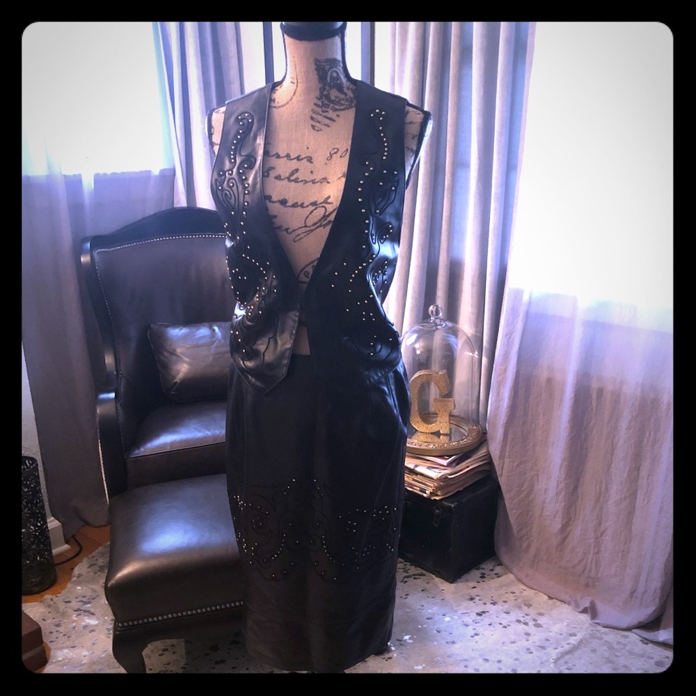 Toby leather set skirt with vest